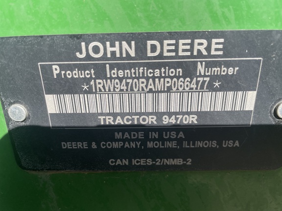2021 John Deere 9470R Tractor 4WD