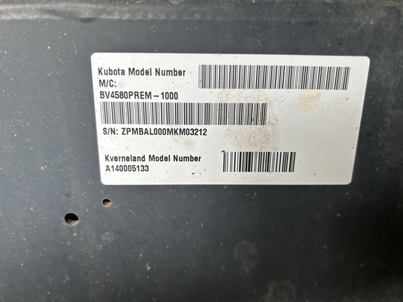 2021 Kubota BV4580 Baler/Round