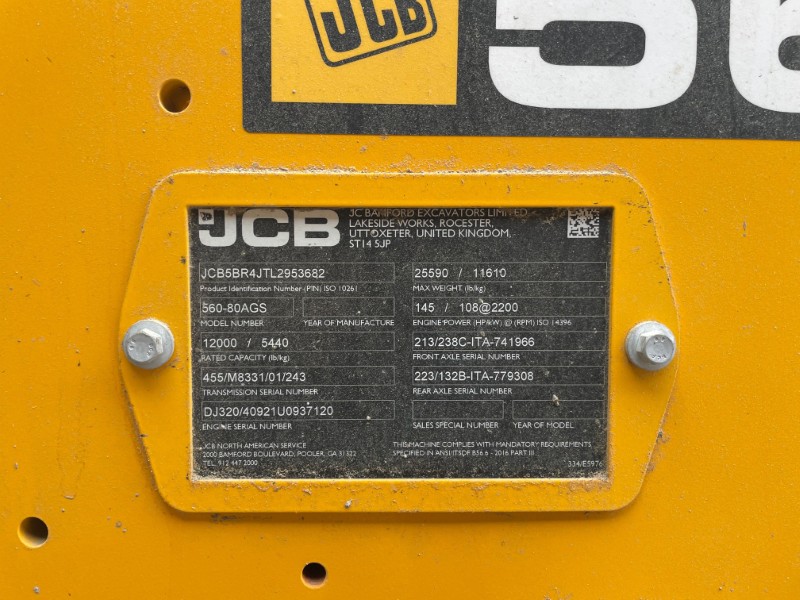 2020 JCB 560-80 TeleHandler