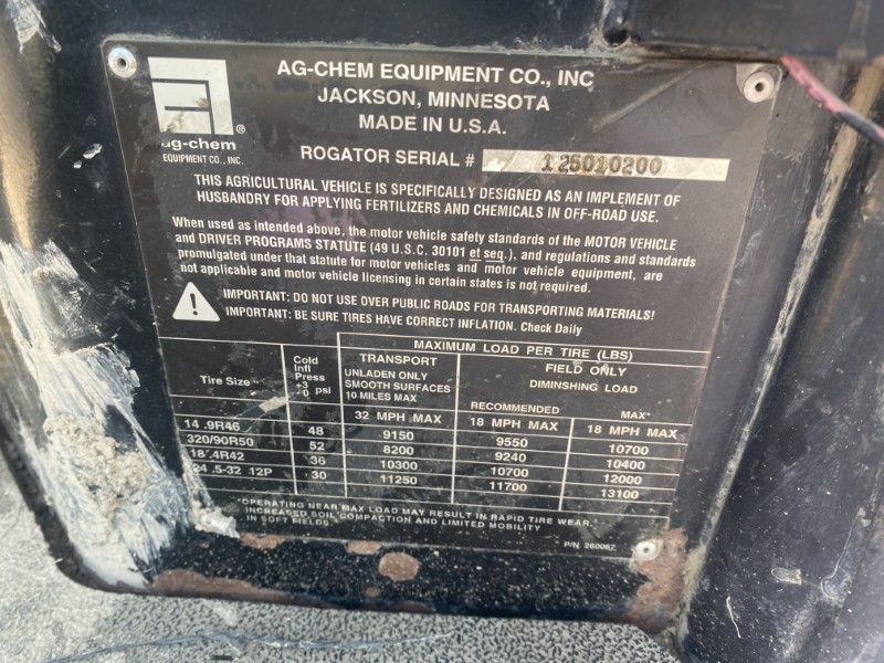 2001 RoGator 1254 Sprayer/High Clearance