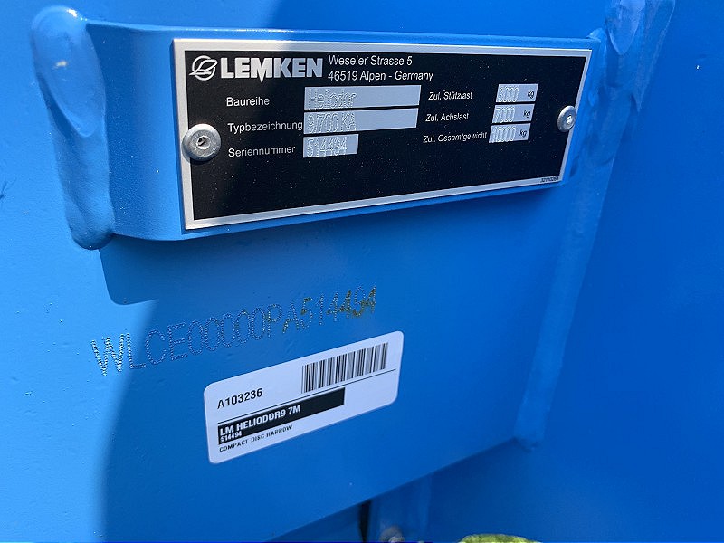 2024 LEMKEN HELIODOR9 7M Compact Disc