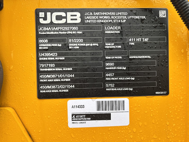2025 JCB 411HTT Wheel Loader