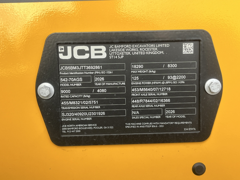 2026 JCB 542-70AG TeleHandler