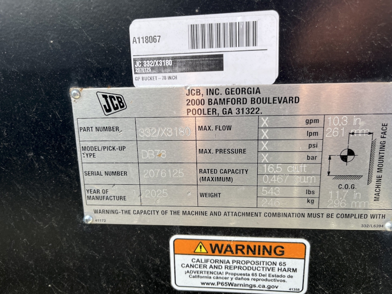 2025 JCB 332/X3180 Bucket