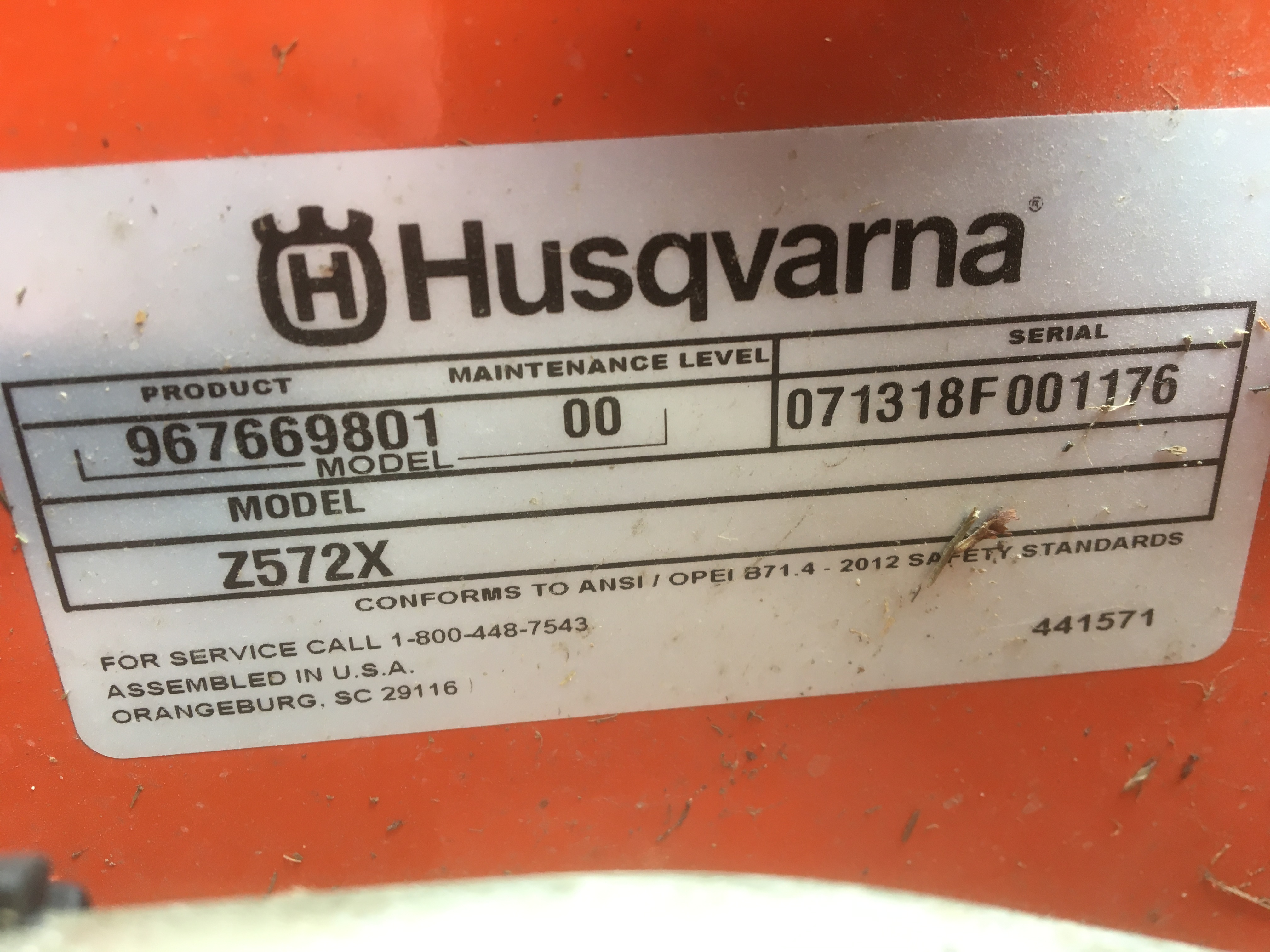 Husqvarna Z572X Mower/Zero Turn