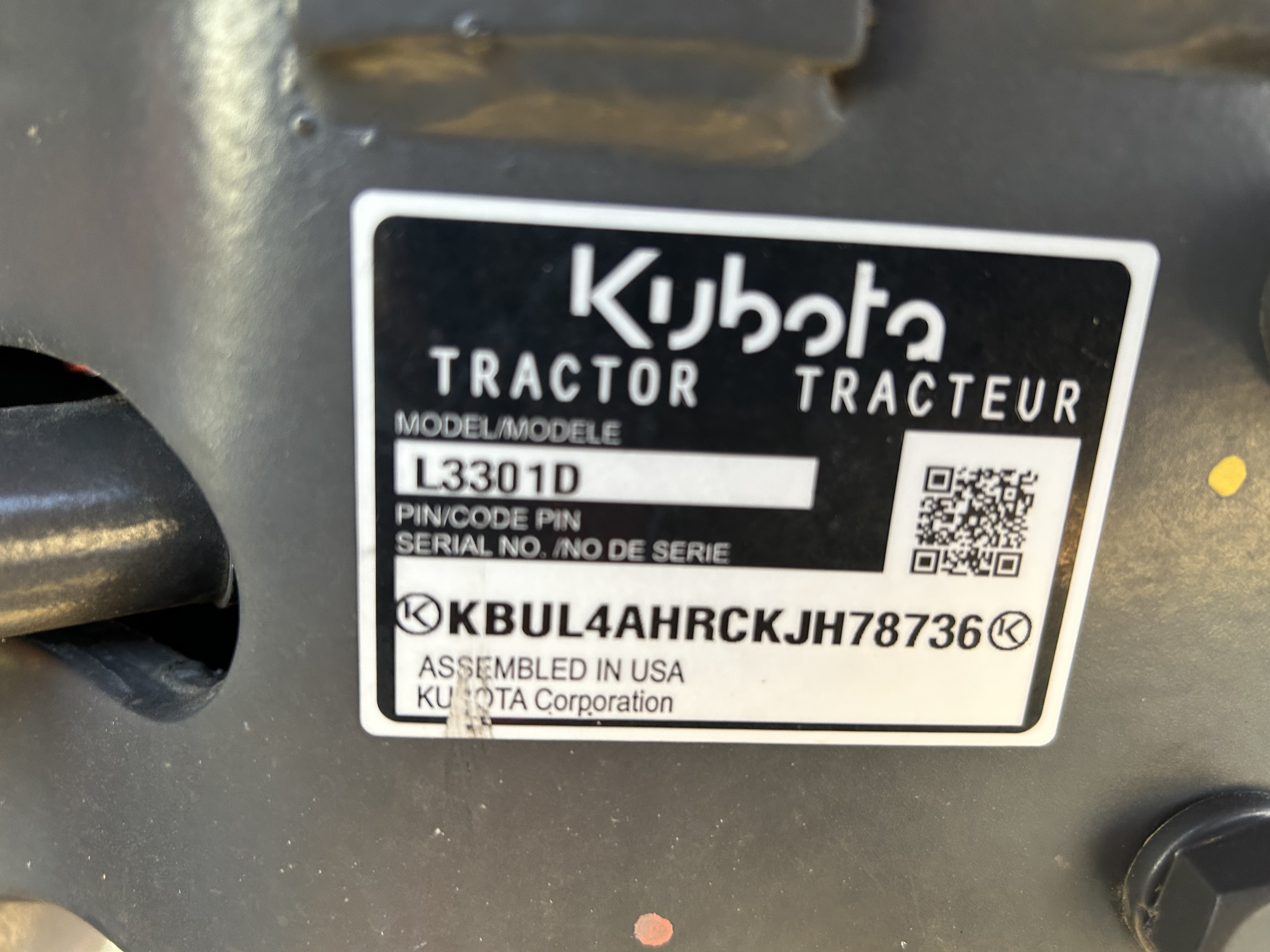 2019 Kubota L3301 Tractor