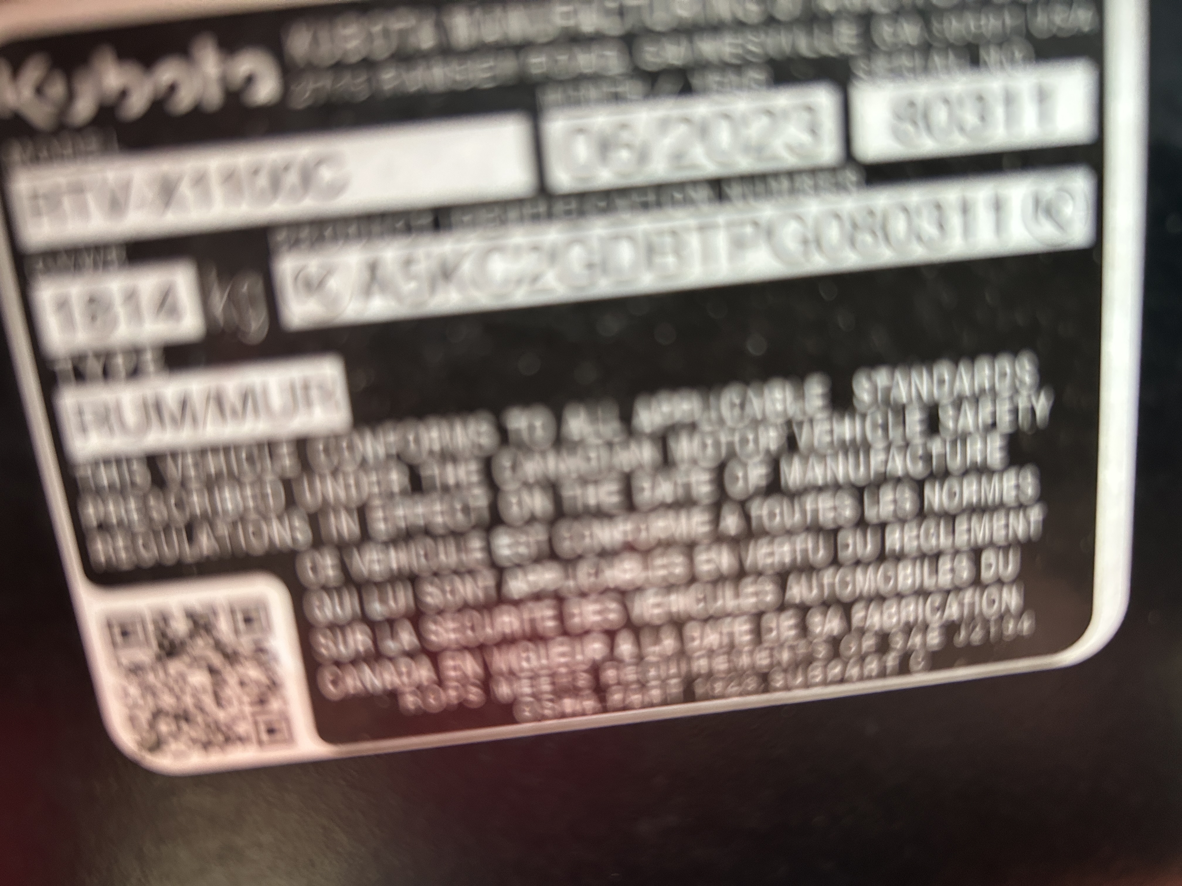 2023 Kubota RTV-X1100CR Utility Vehicle