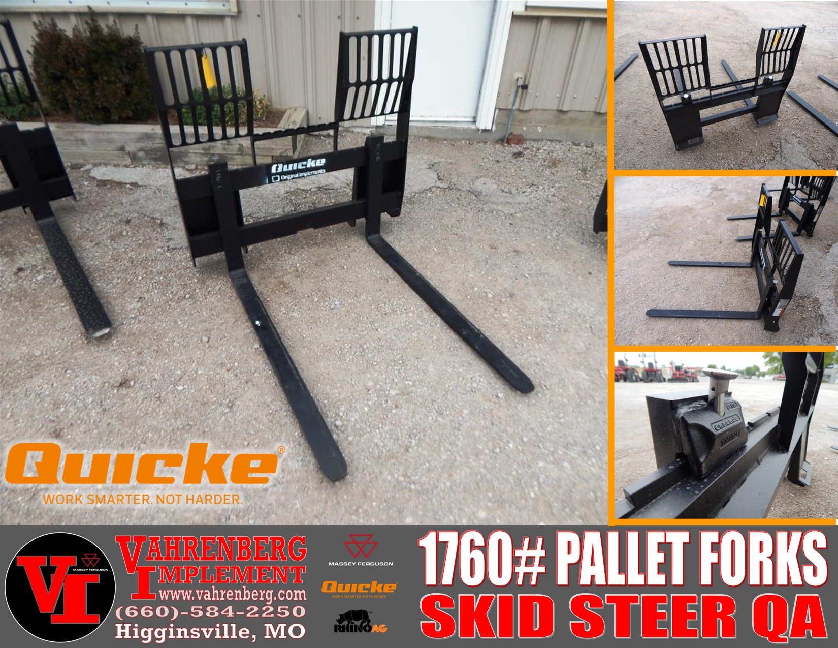 2026 Alo Quicke 1760# Skid Steer Quick Attach Pallet Fork