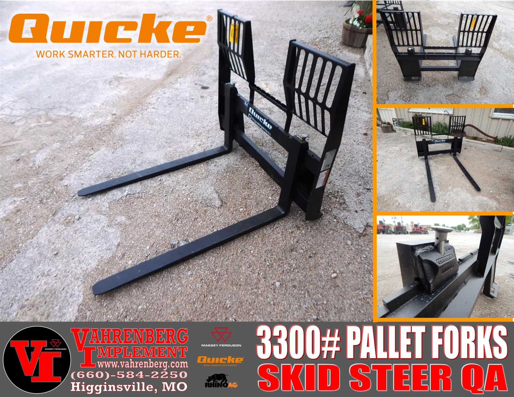 2026 Alo Quicke 3300# Skid Steer QA Pallet Fork