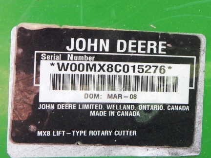 2008 John Deere MX8 Mower/Rotary Cutter