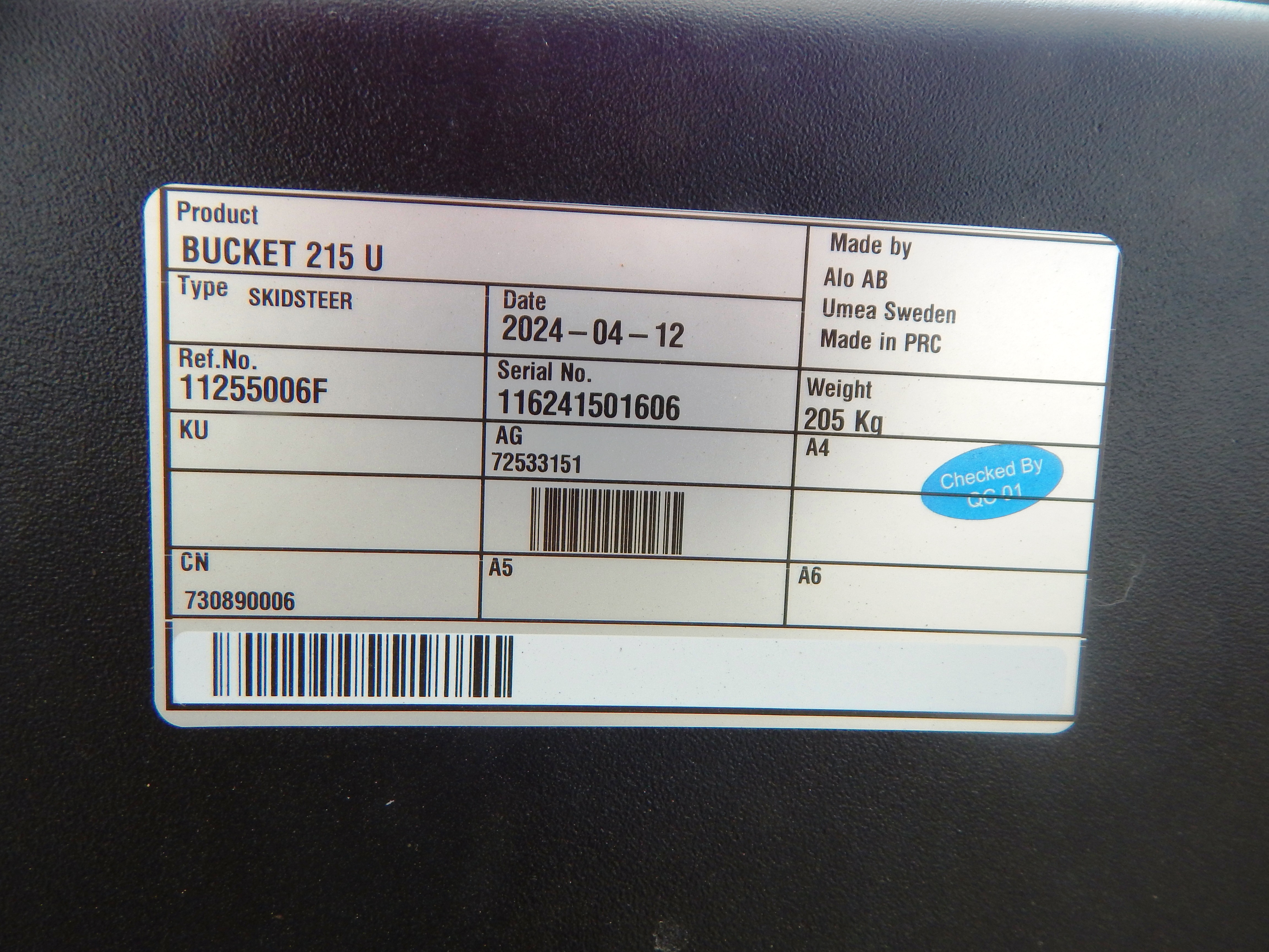 2025 Alo Quicke 215U Bucket