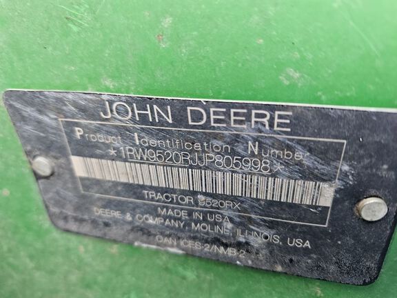 2018 John Deere 9520RX Tractor Rubber Track