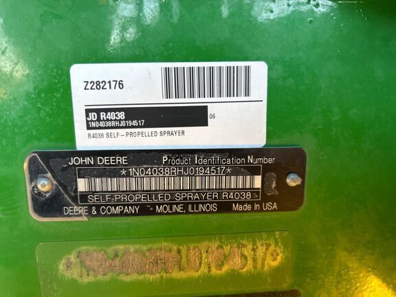 2019 John Deere R4038 Sprayer/High Clearance