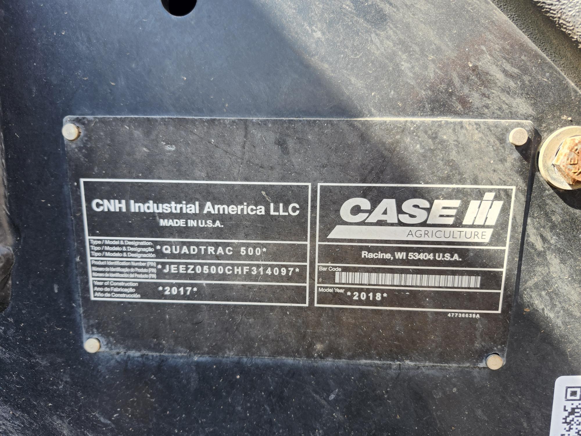 2017 Case IH Steiger 500 Quadtrac Tractor