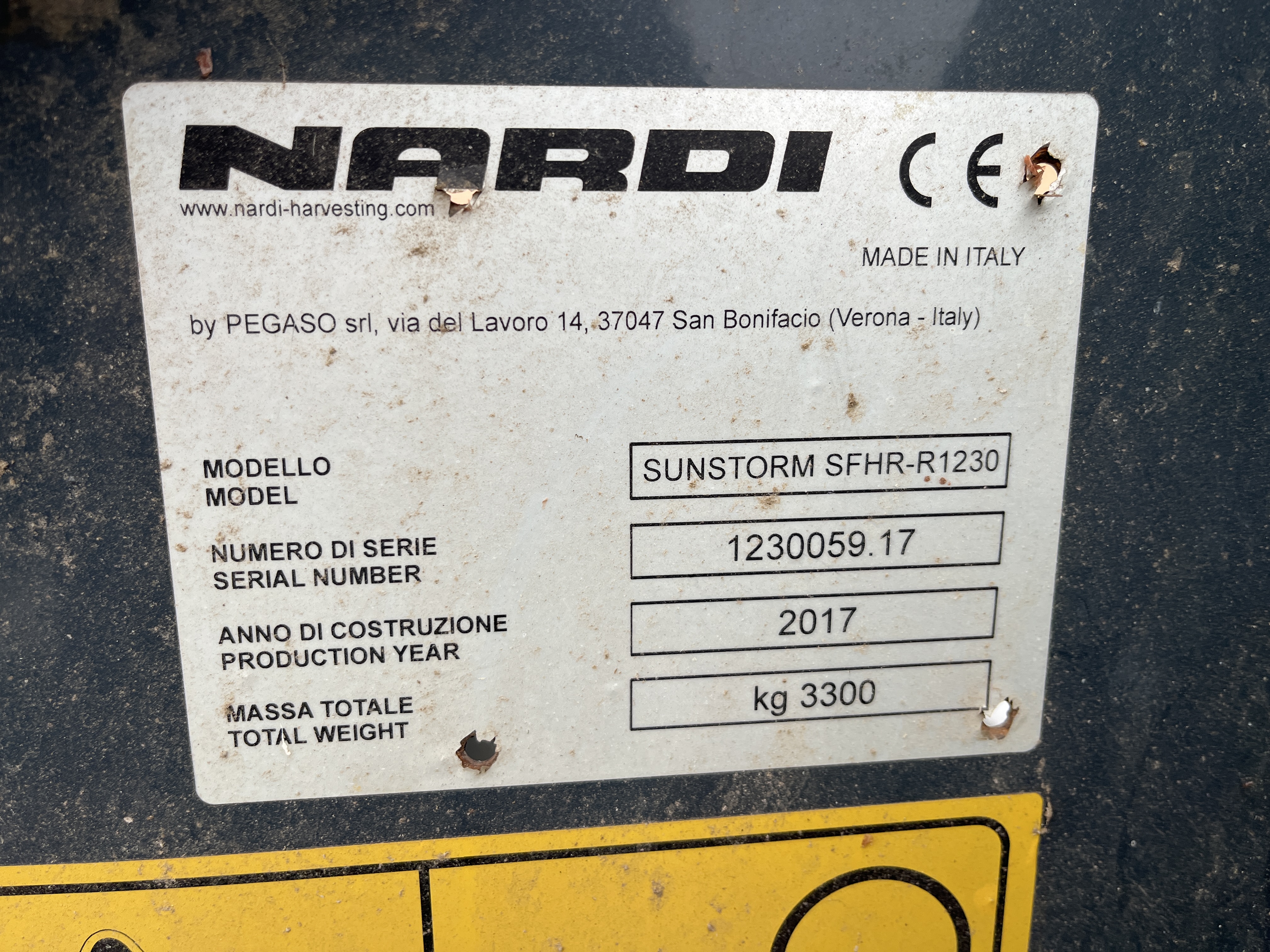 2017 Nardi SFHR-R1230 Header Sunflower