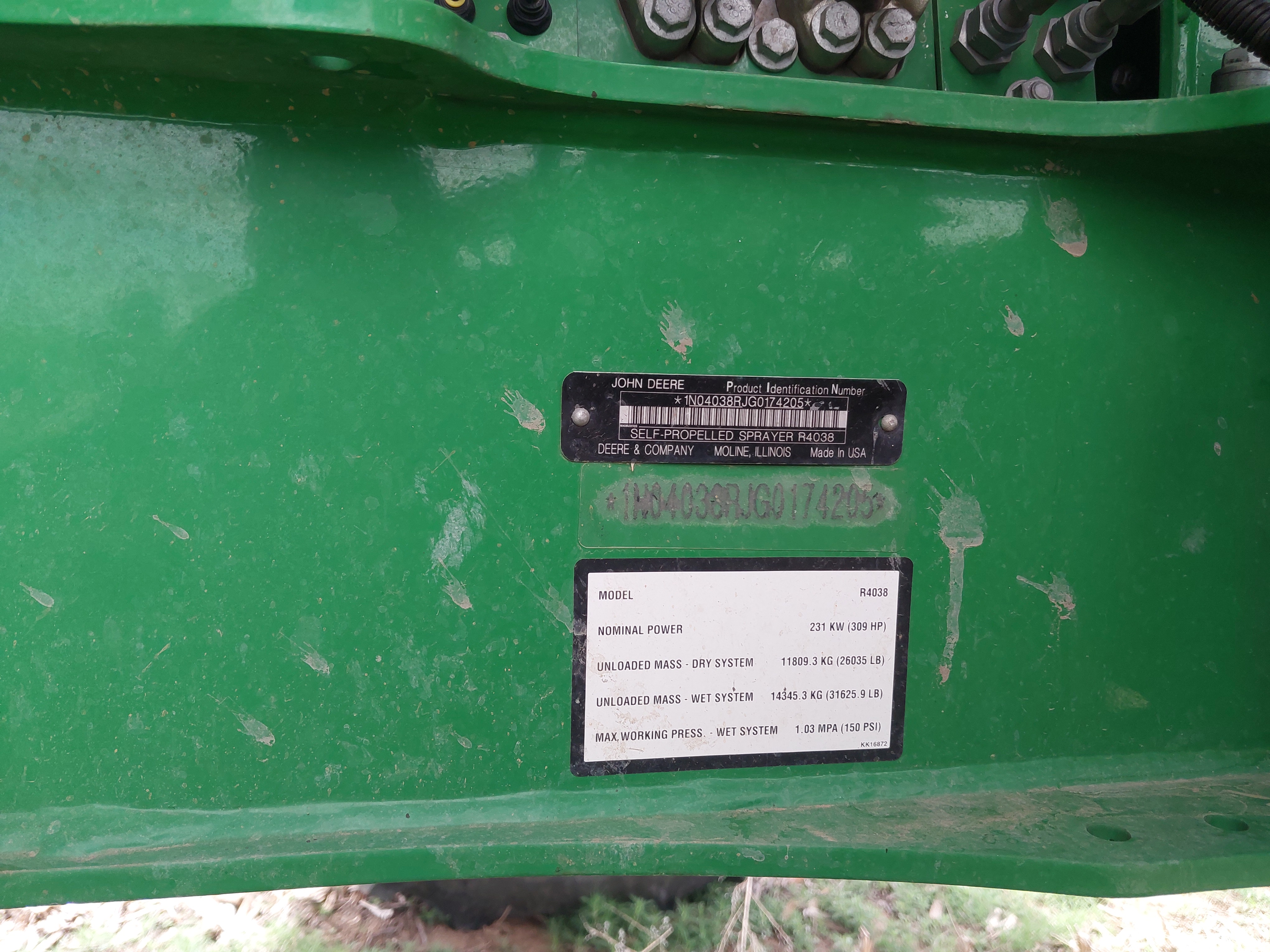 2017 John Deere R4038 Sprayer/High Clearance