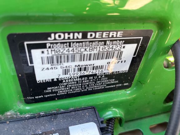 2011 John Deere Z445 Mower/Zero Turn