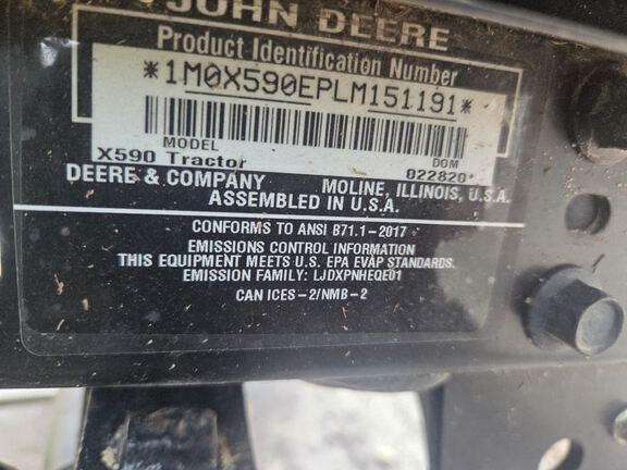 2020 John Deere X590 Garden Tractor
