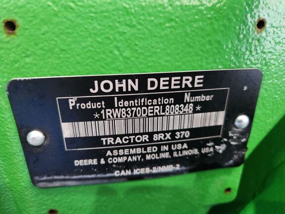 2024 John Deere 8RX 370 Tractor Rubber Track