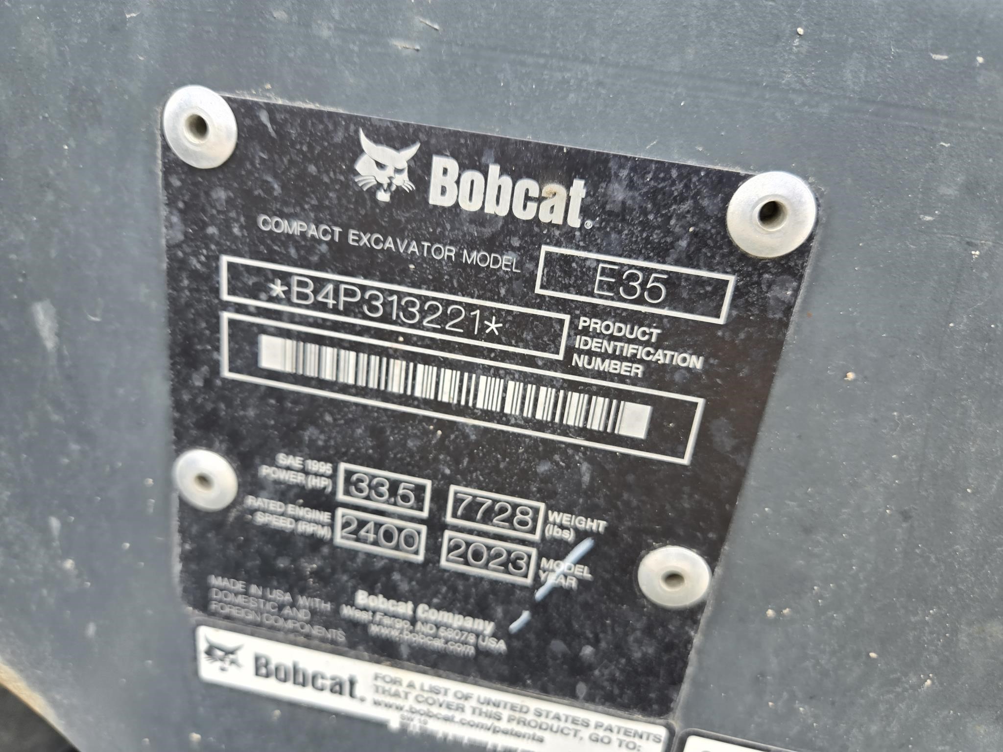 2022 Bobcat E35 Excavator Mini