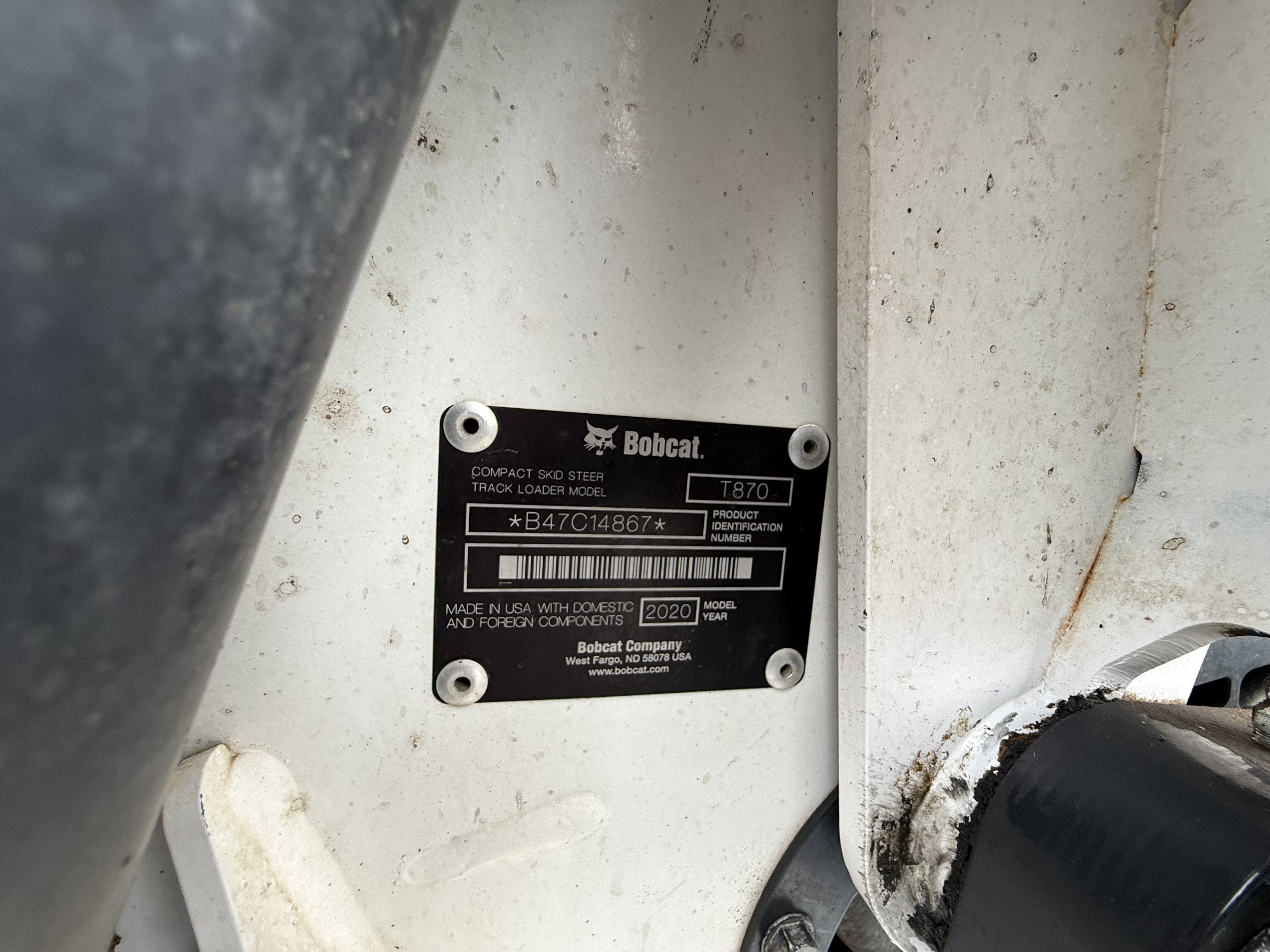 2020 Bobcat T870 Compact Track Loader