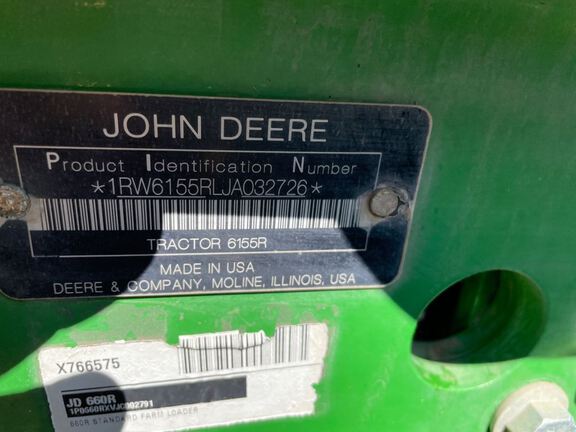 2018 John Deere 6155R Tractor