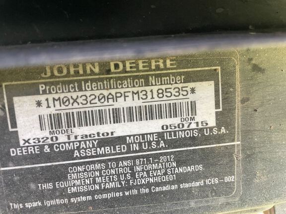 2015 John Deere X320 Garden Tractor