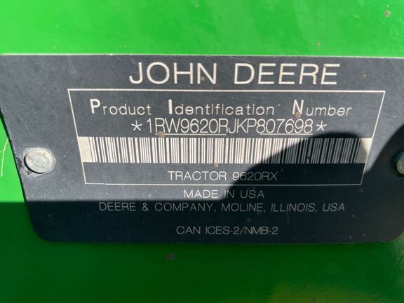 2019 John Deere 9620RX Tractor Rubber Track
