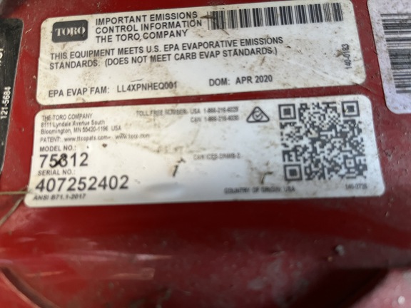 2020 Toro 75312 Titan MyRide Mower/Zero Turn