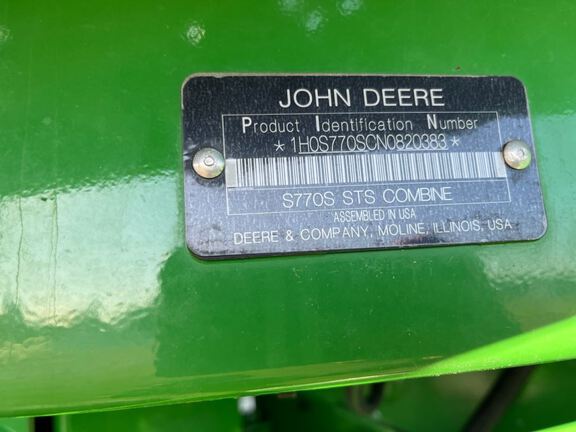 2022 John Deere S770 Combine