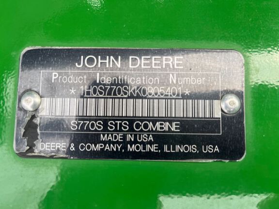 2019 John Deere S770 Combine