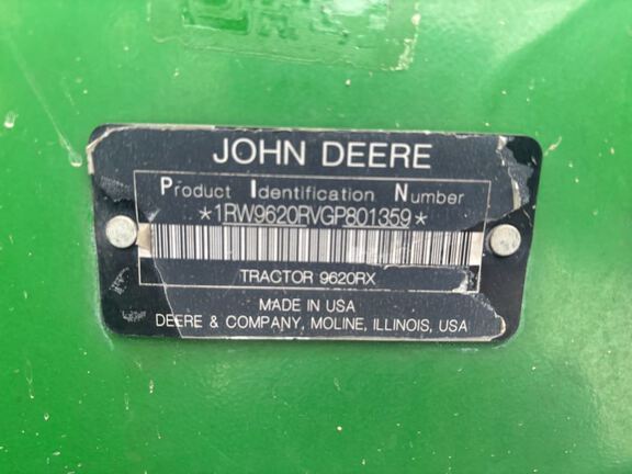 2016 John Deere 9620RX Tractor Rubber Track