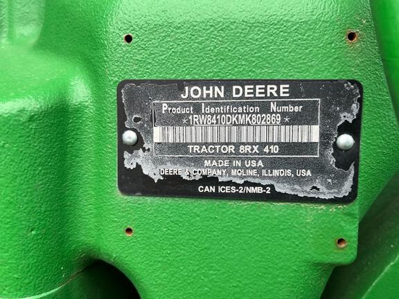 2021 John Deere 8RX 410 Tractor Rubber Track