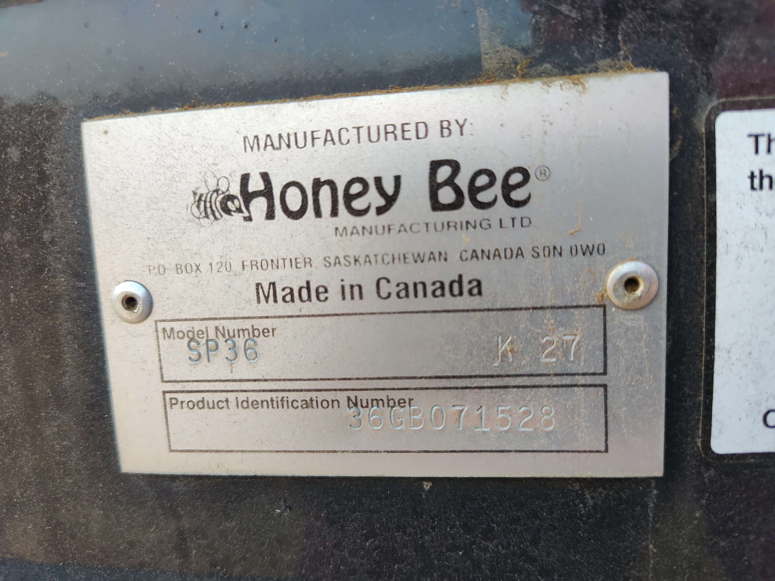 2007 Honey Bee SP36 Header Draper