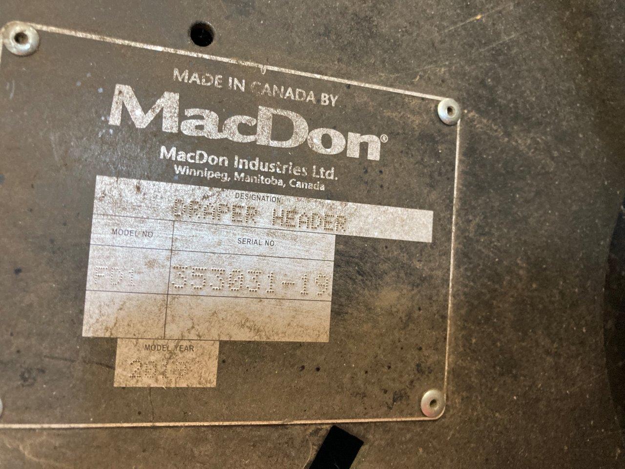 2019 MacDon FD145 Header Draper