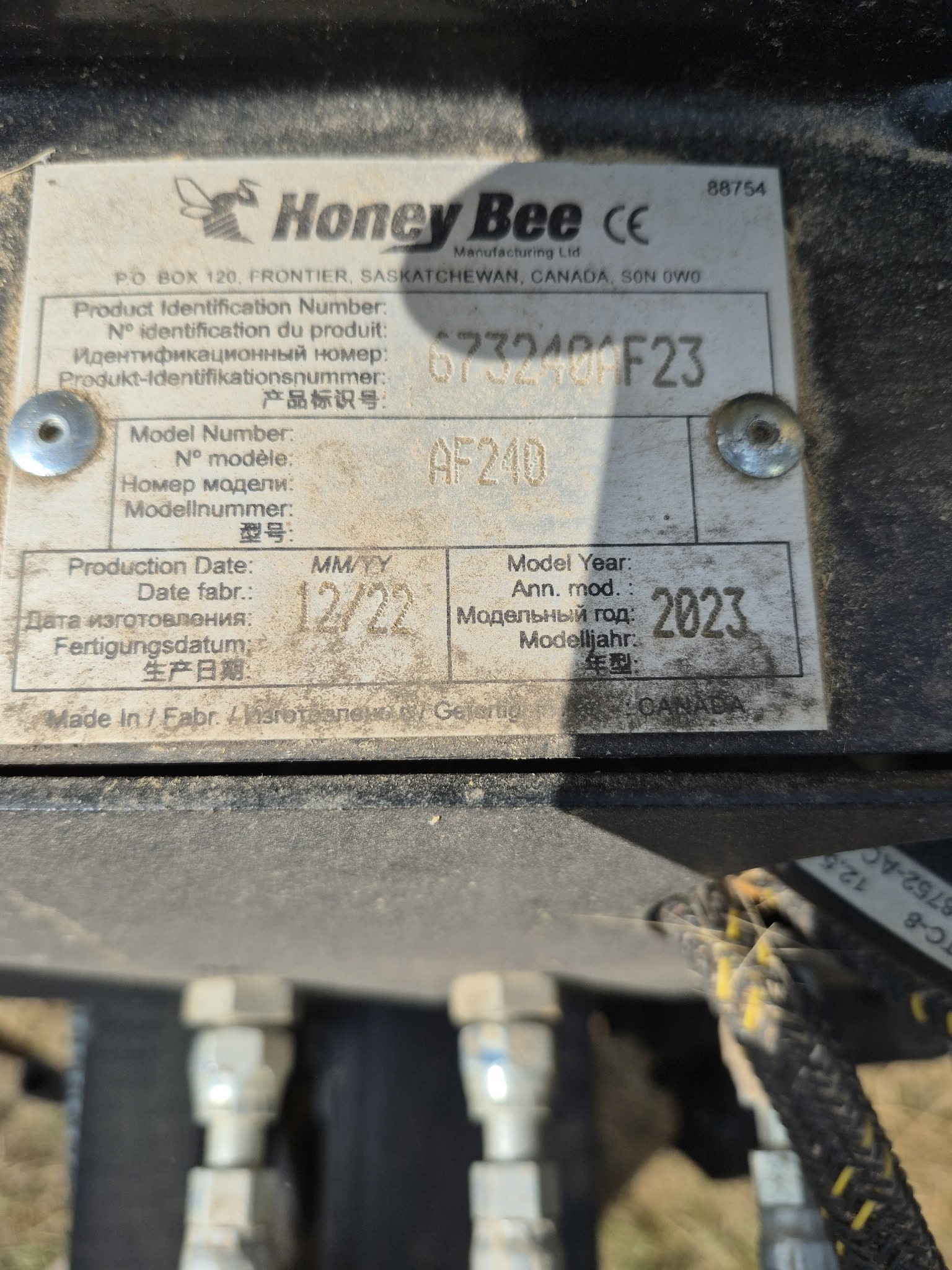 2023 Honey Bee AF240 Header Draper
