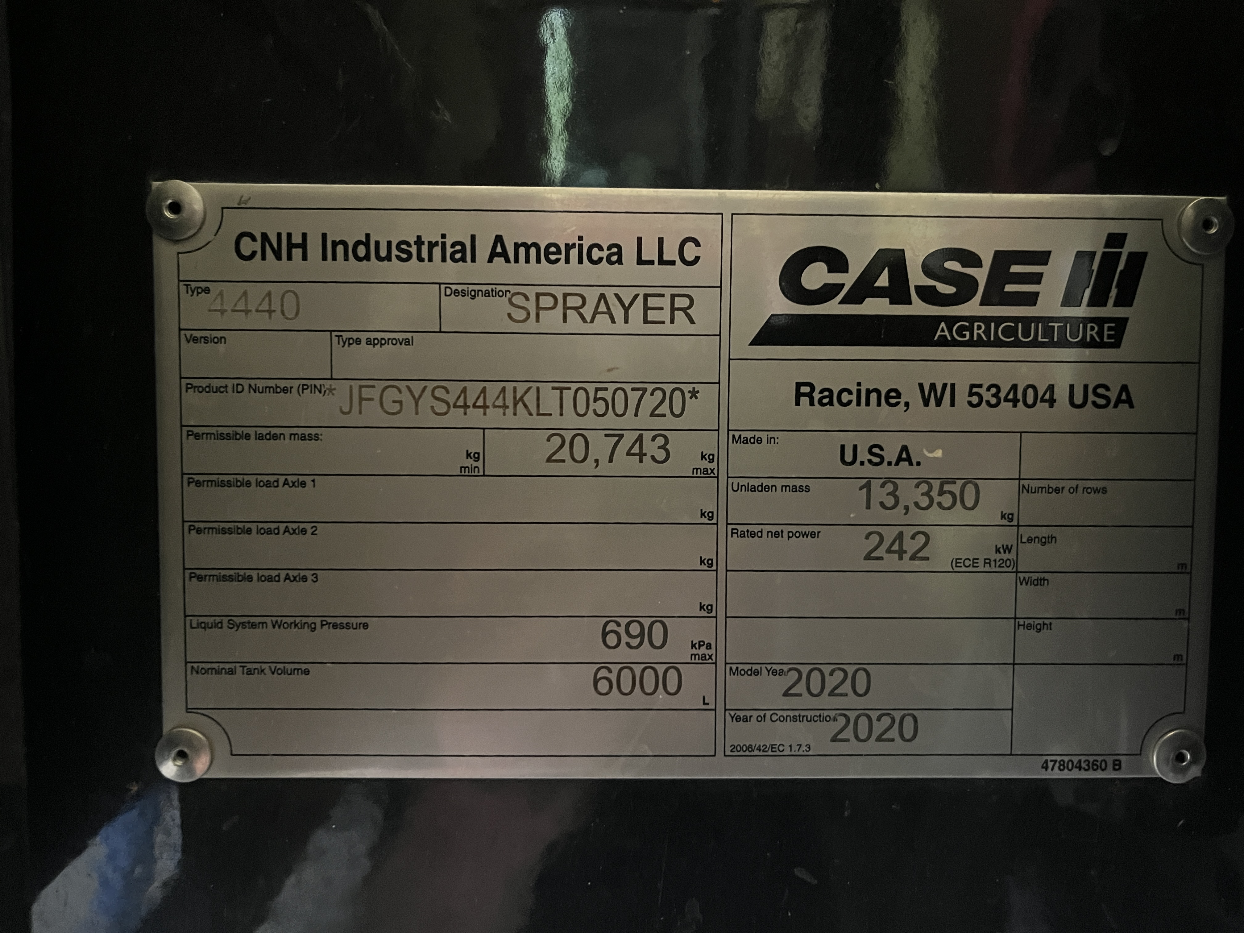 2020 Case IH Patriot 4440 Sprayer/High Clearance