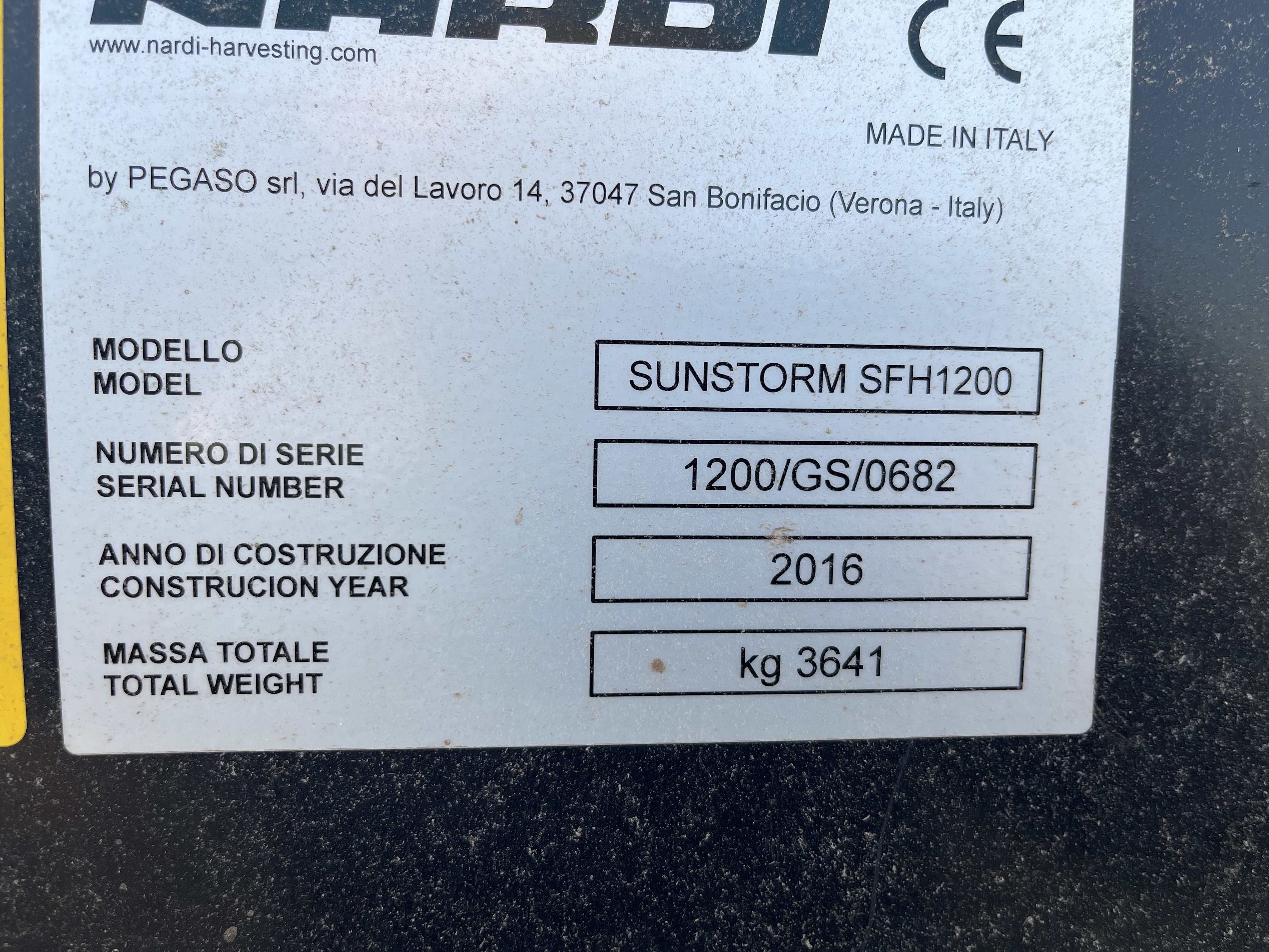 2016 Nardi Sunstorm SFH1200 Header RowCrop