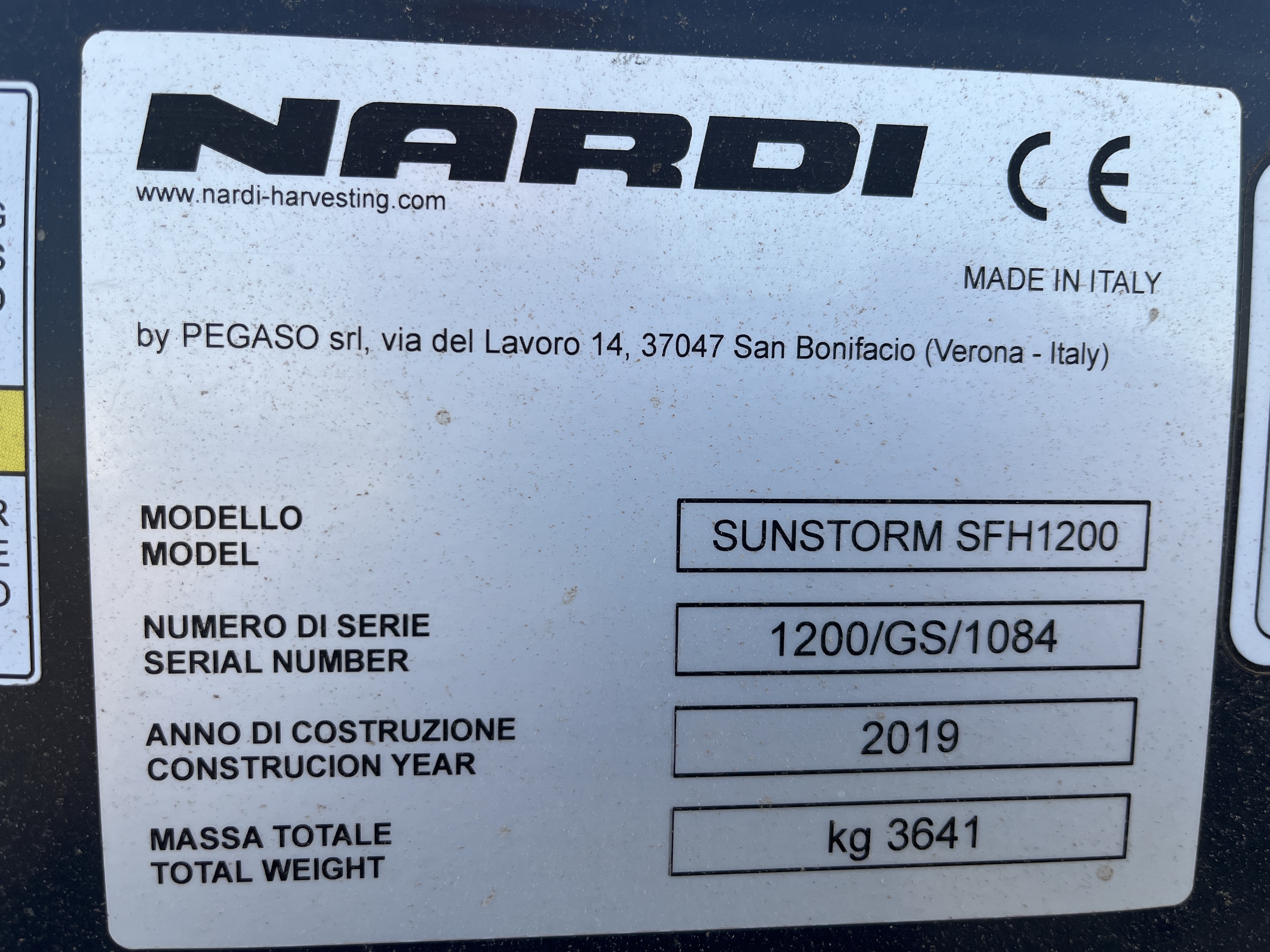 2019 Nardi Sunstorm SFH1200 Header RowCrop