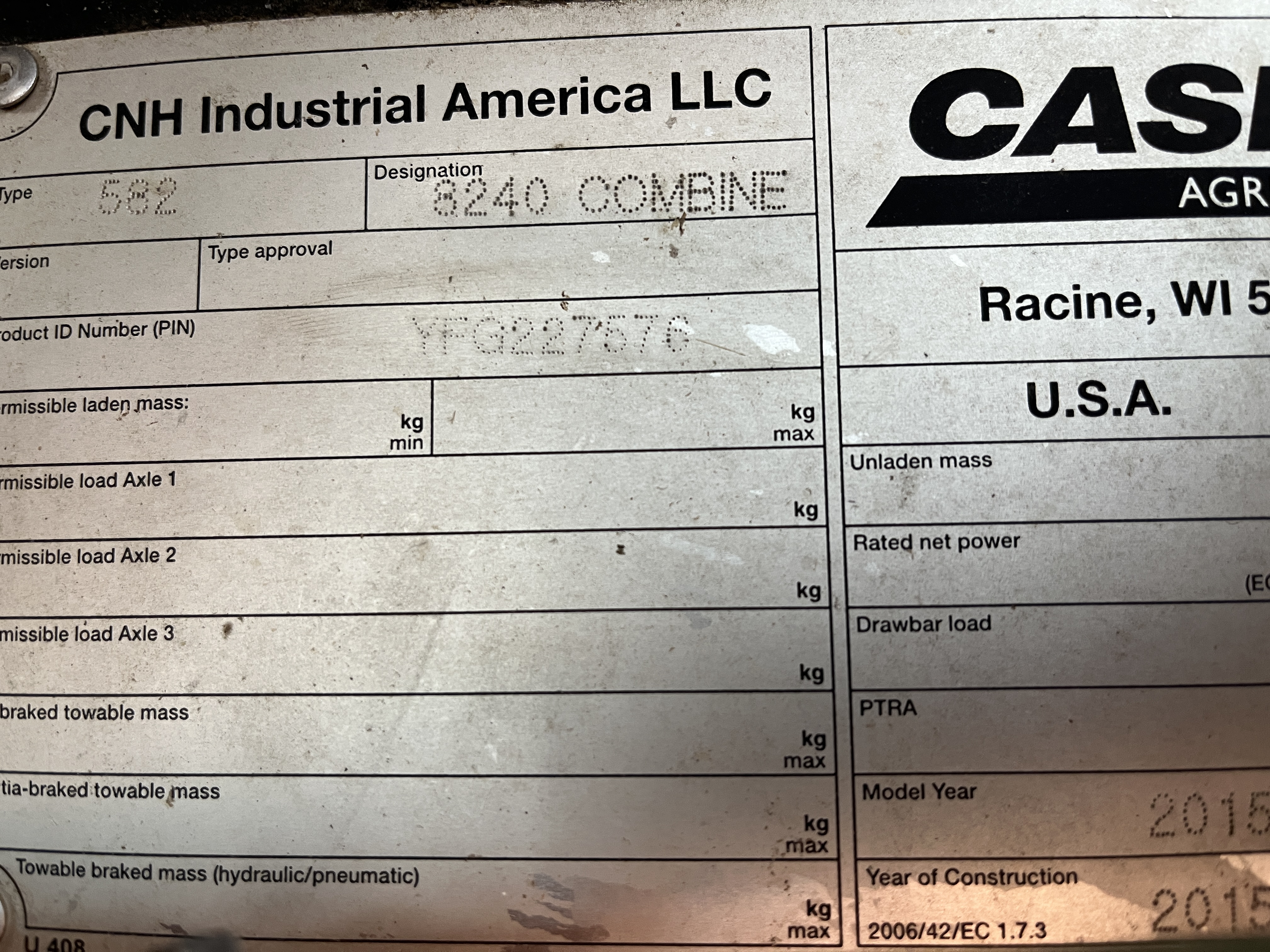 2015 Case IH AF8240 Combine