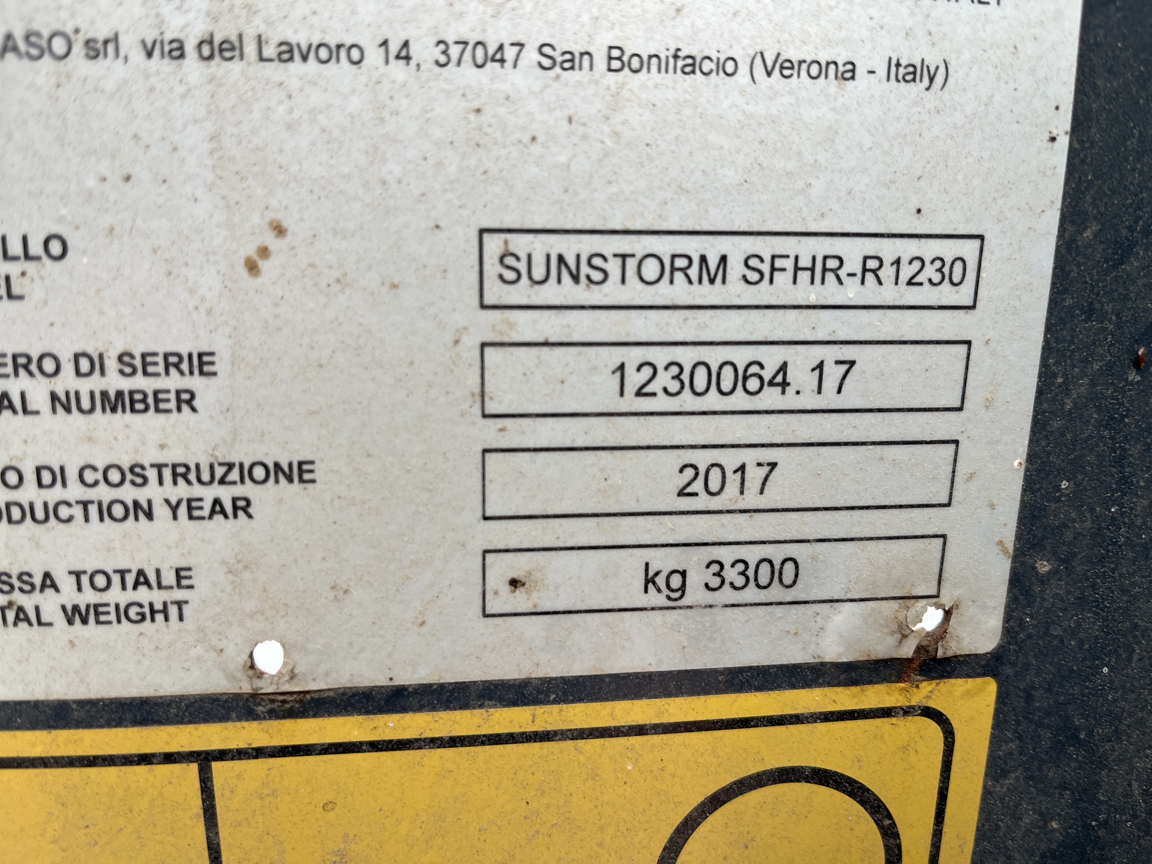 2017 Nardi SFHR-R1230 Header Sunflower