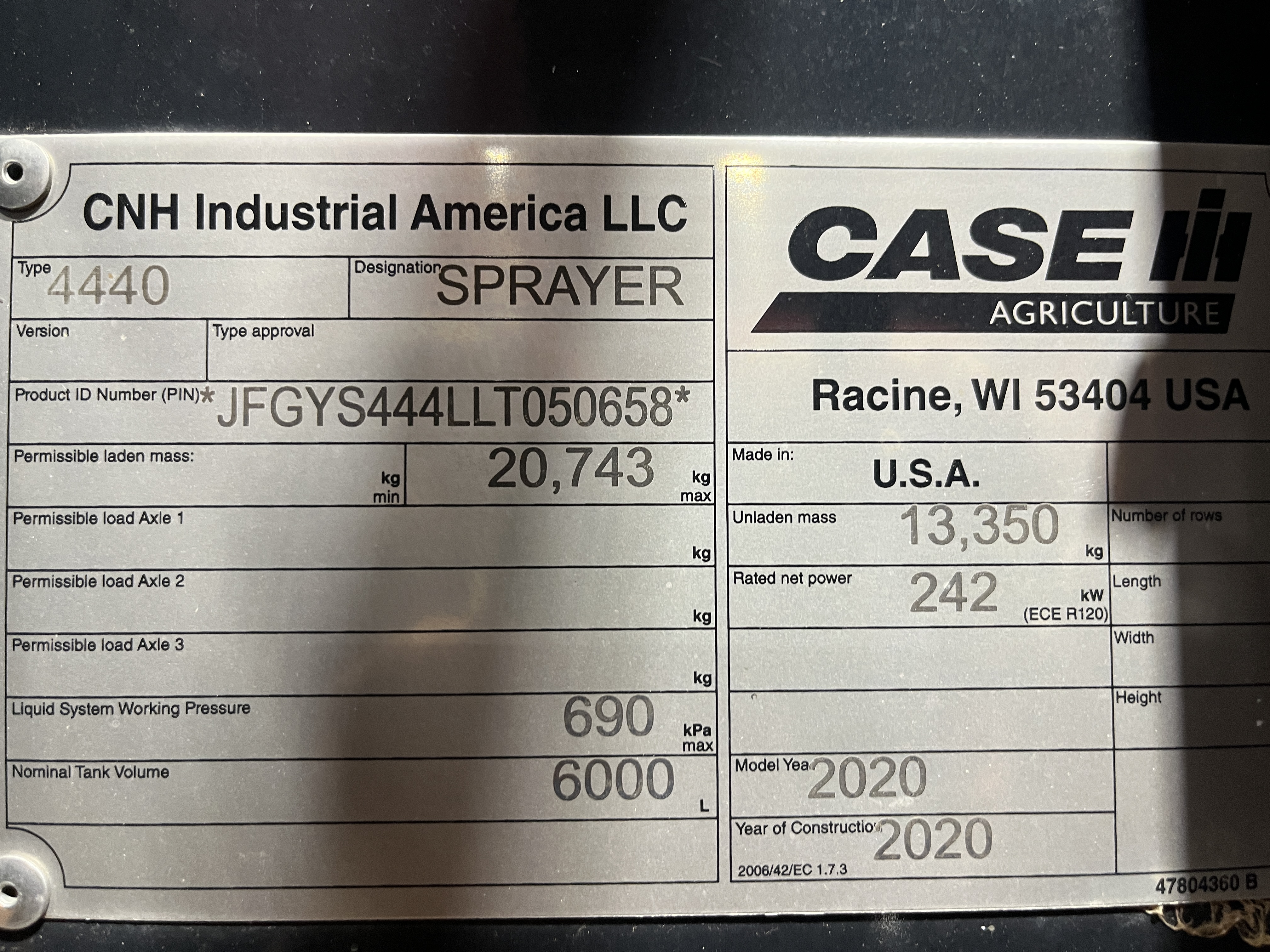 2020 Case IH Patriot 4440 Sprayer/High Clearance
