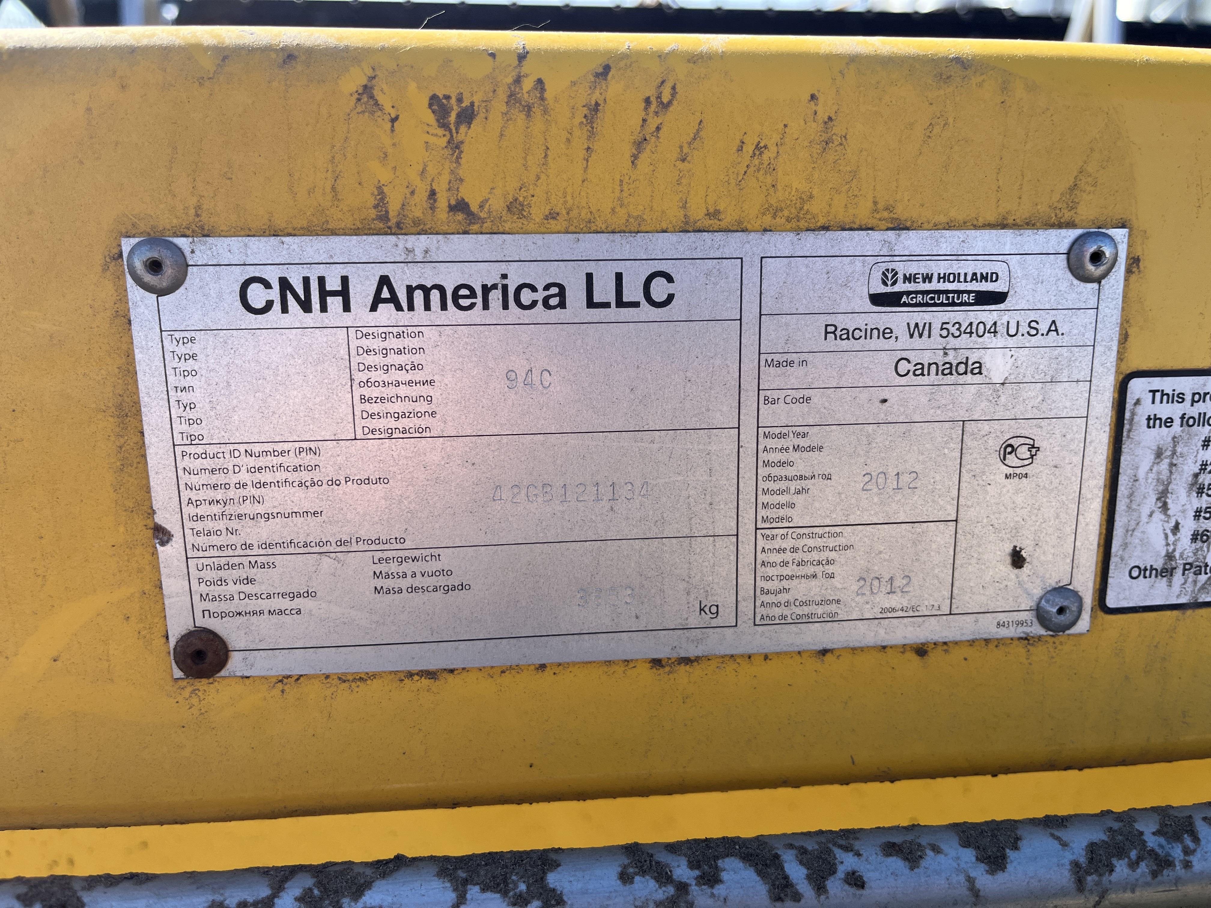 2012 New Holland 94C Header Draper