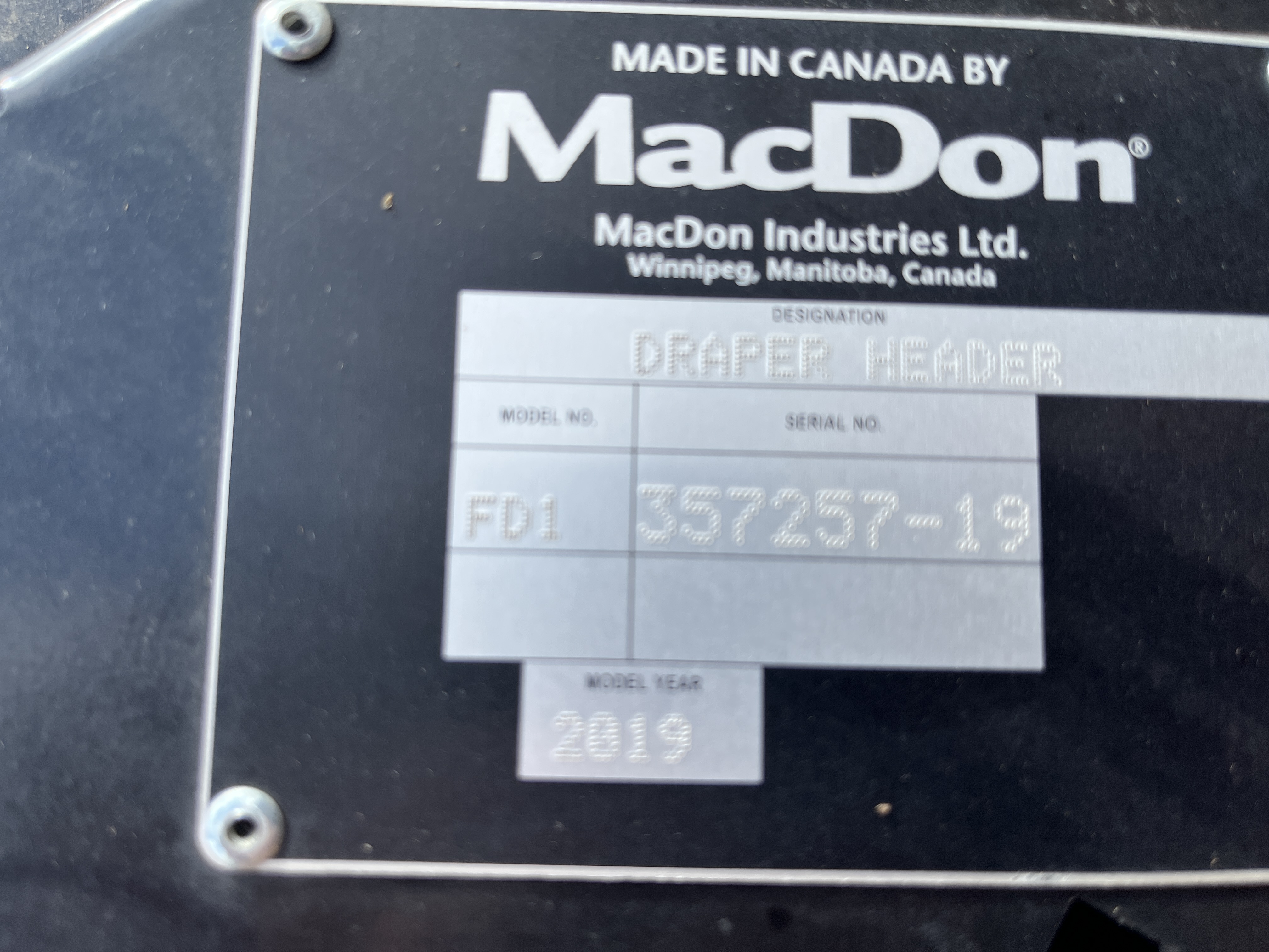 2019 MacDon FD145 Header Draper