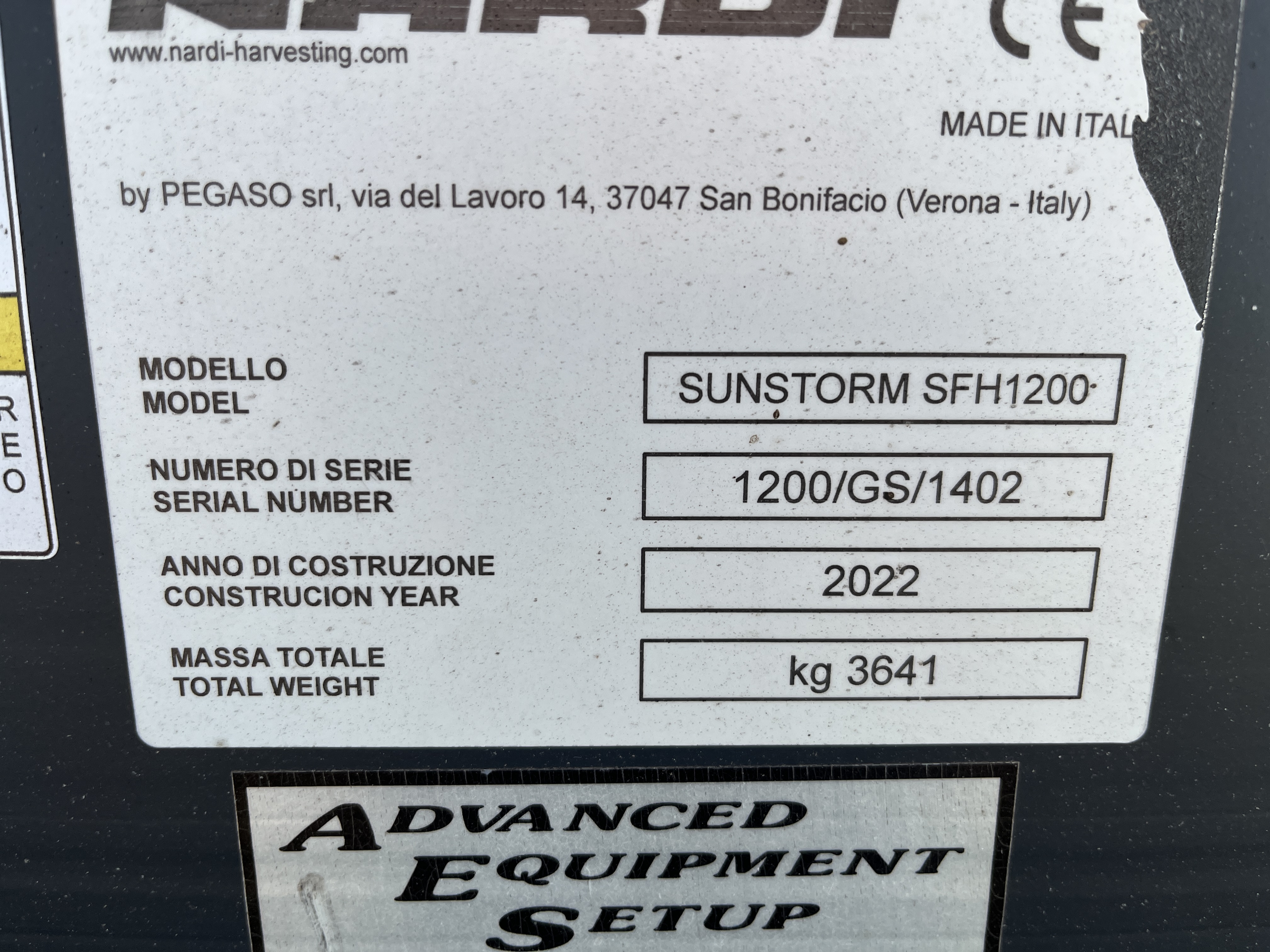 2022 Nardi SFH1200 Header