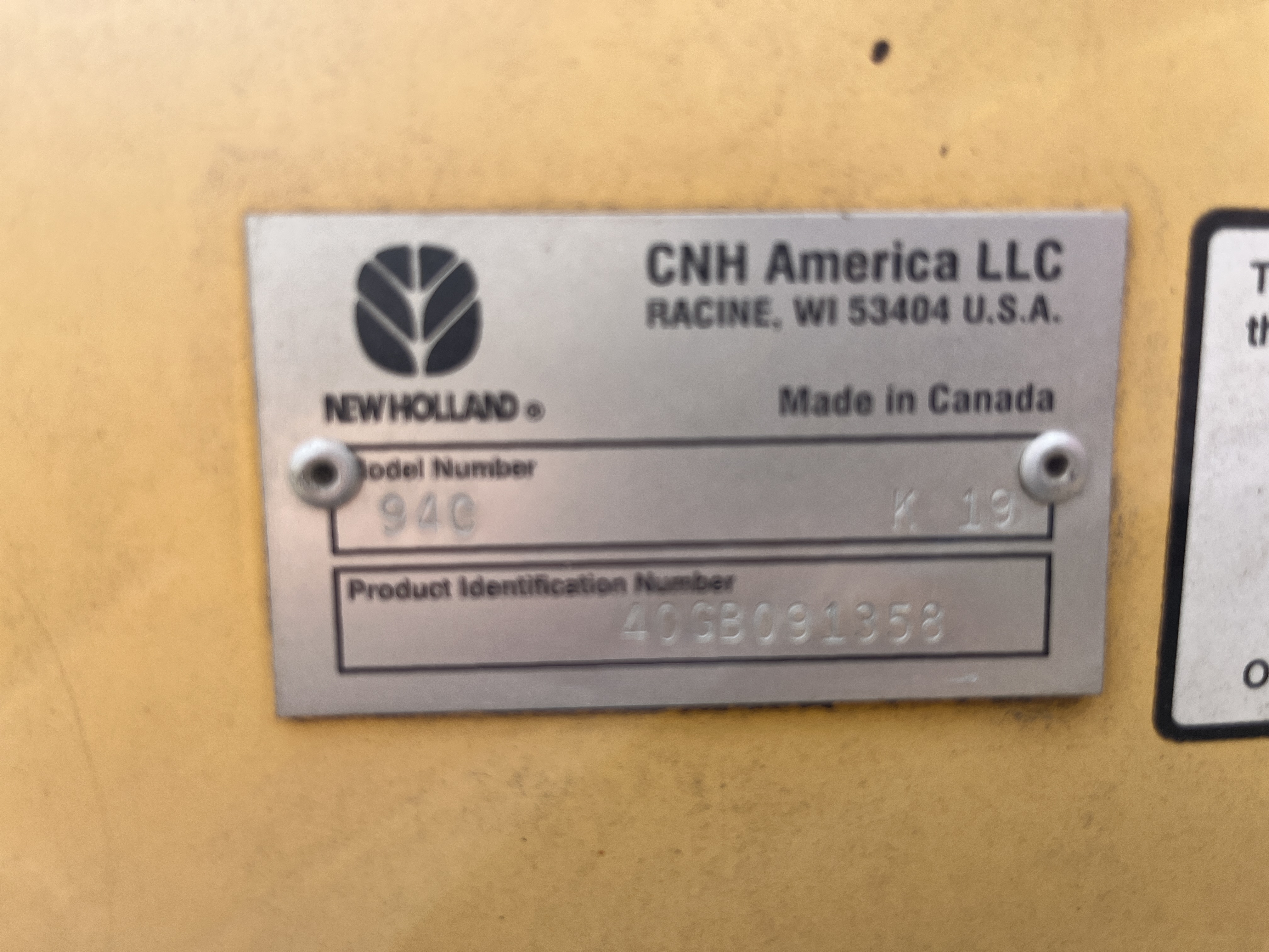 2009 New Holland 94C-40 Header Combine
