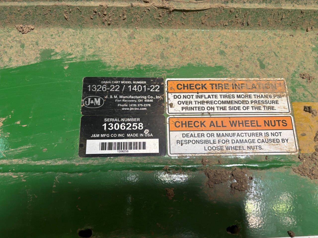 2013 J&M 1401-22 Grain Cart