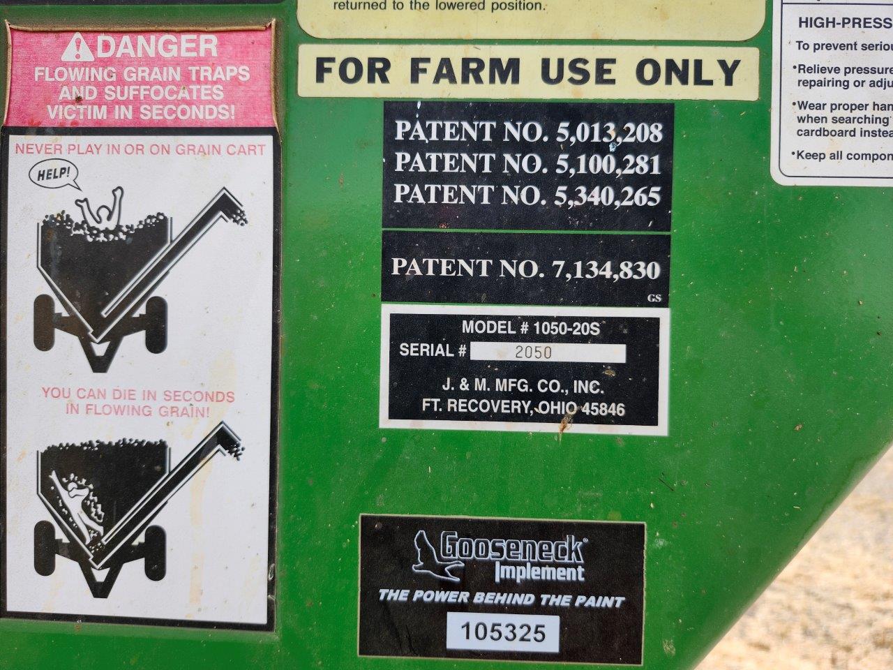 2012 J&M 1050-20S Grain Cart