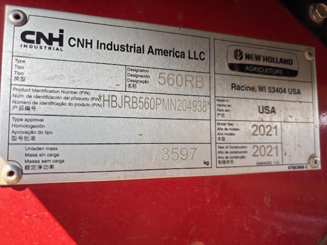 2021 New Holland RB560 Baler/Round