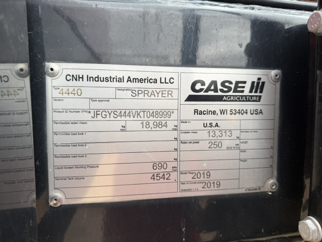 2019 Case IH Patriot 4440 Sprayer/High Clearance